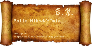 Balla Nikodémia névjegykártya